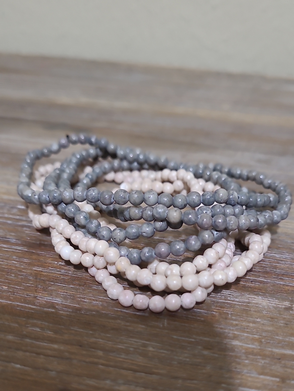 Stackable Sand and Gray Beaded Necklace Set - Women Jewelry